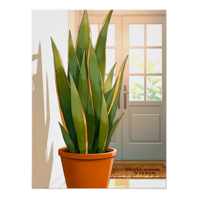 Entryway Potted Snake Plant-Positive Intentions Poster (Front)