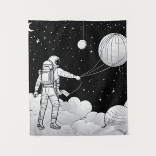 enture Murale Astronaute Monochrome   Art en Ligne Tapestry
