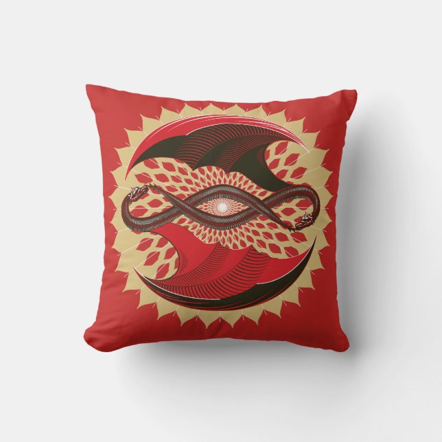 Entwined Dragons Throw Pillow (Front)