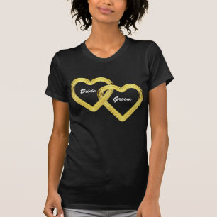 Entwined Gold Hearts Bride and Groom T-Shirt