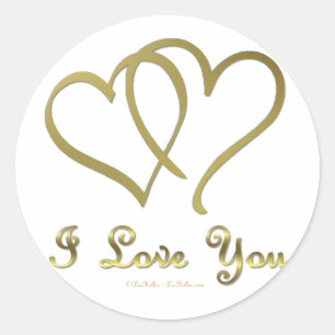 Entwined Gold Hearts i Love You Classic Round Sticker