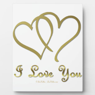 Entwined Gold Hearts i Love You Plaque
