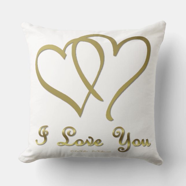 Entwined Gold Hearts i Love You Throw Pillow (Front)