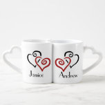 Entwined Hearts Design Lovers Mugs<br><div class="desc">Entwined Hearts Design Lovers Mugs with customizable personalization.</div>