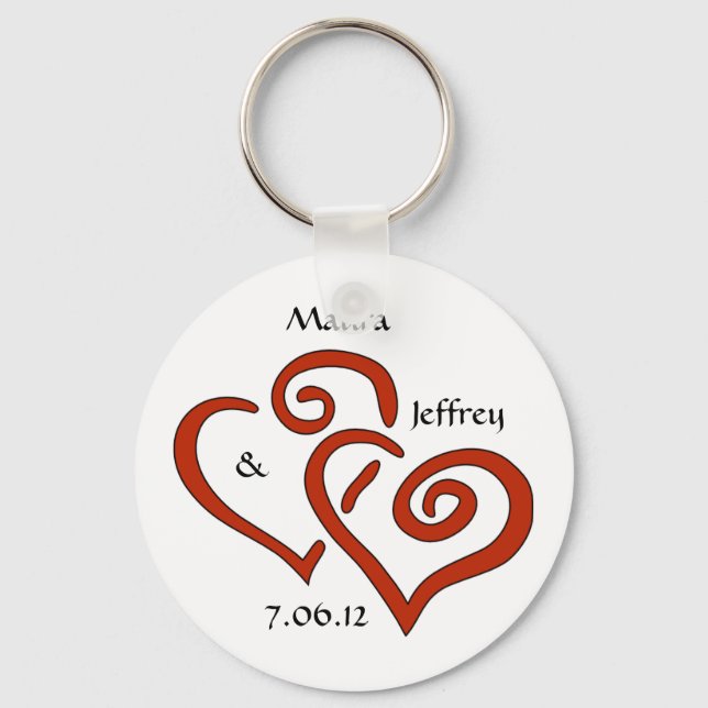 Entwined Hearts Keychain with Customizable Text (Front)