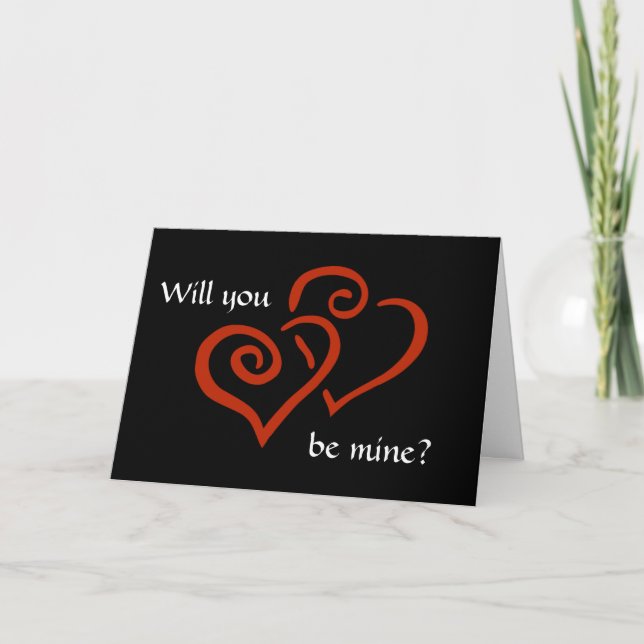 Entwined Hearts Will You Be Mine? Valentine's Card (Front)