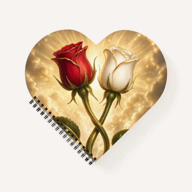 Entwined red and white roses. notebook (Front)