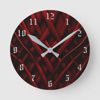 Entwined Red Thread Round Clock