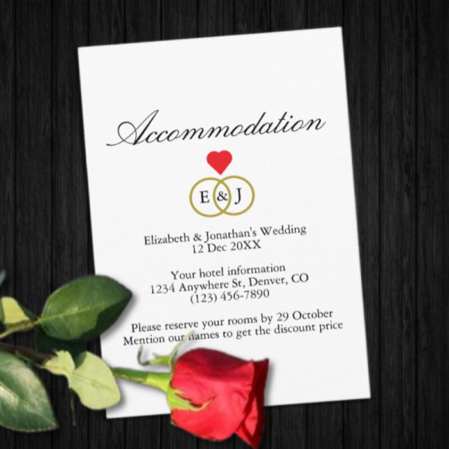 Entwined Rings Wedding Accommodation Card (Creator Uploaded)