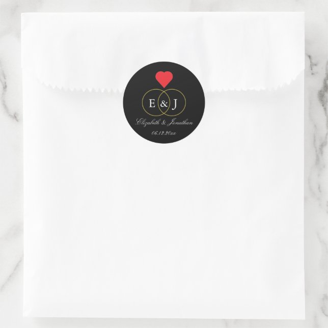 Entwined Rings Wedding Classic Round Sticker (Bag)