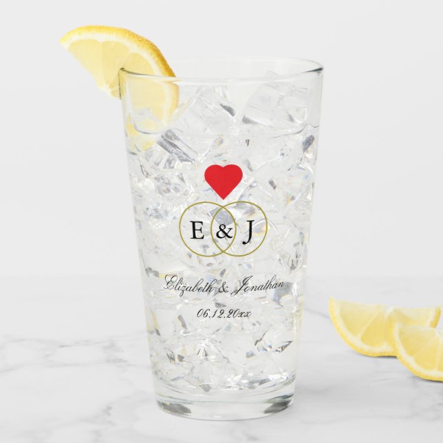 Entwined Rings Wedding Glass (Front Ice)