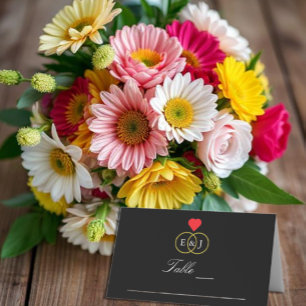 Entwined Rings Wedding Place Card