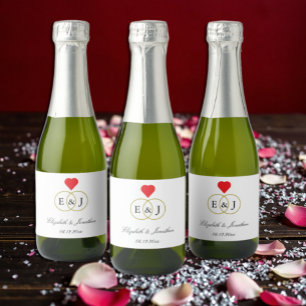 Entwined Rings Wedding Sparkling Wine Label