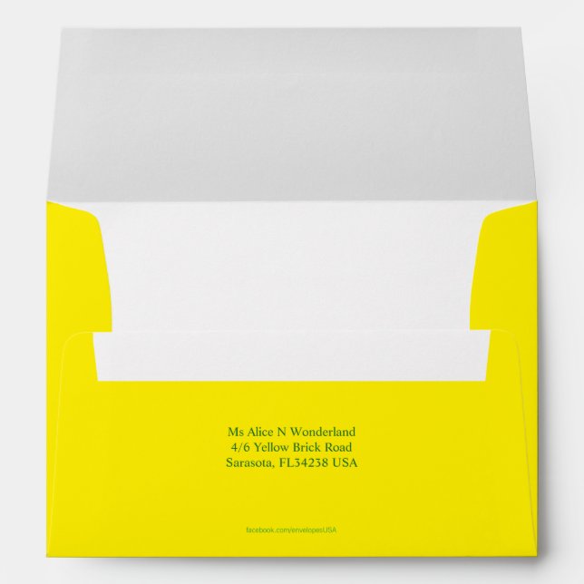 Envelope A7 Lemon Yellow Return Address (Back (Bottom))