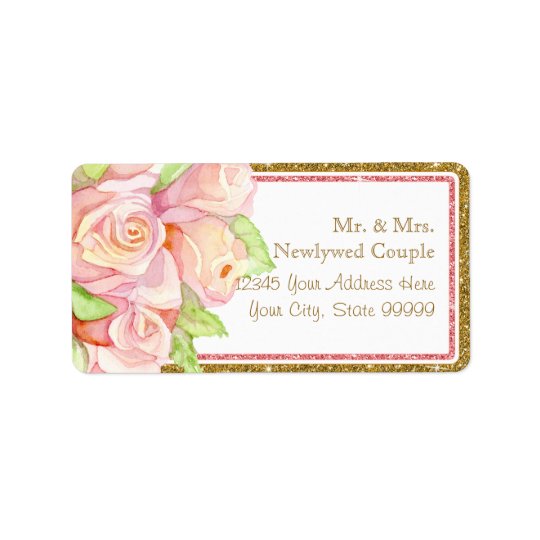 Envelope Address Labels Watercolor Rose Bouquet
