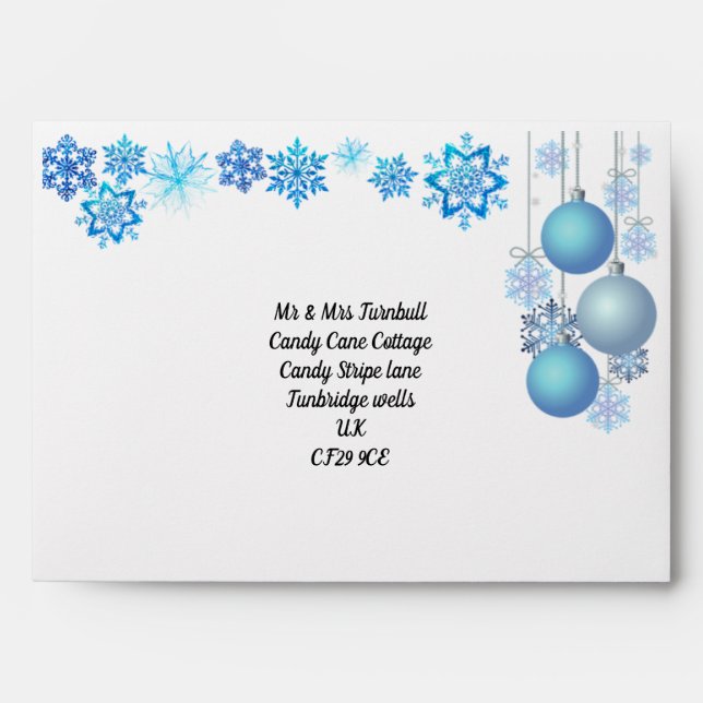 Envelope Blue & Silver Snowflake Bauble  (Front)