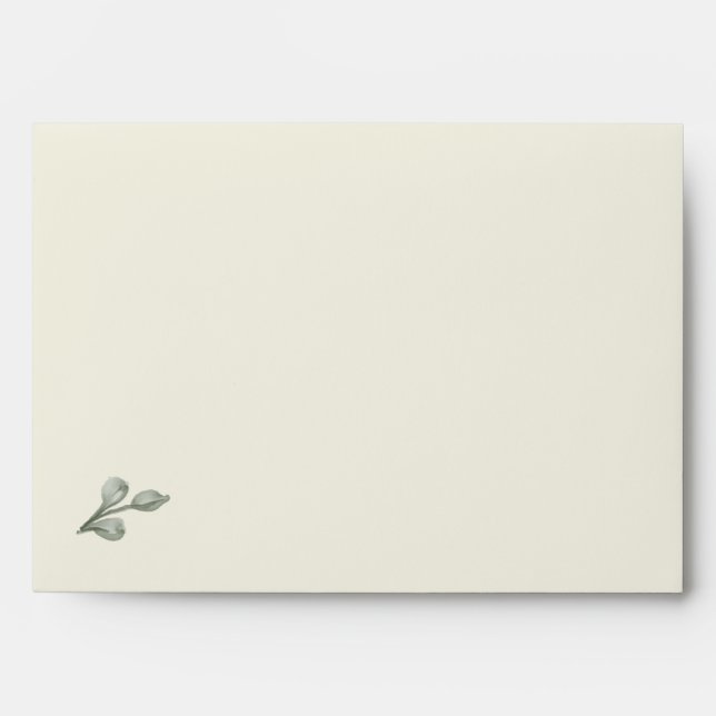 Envelope cream colour with a small leaf  (Front)