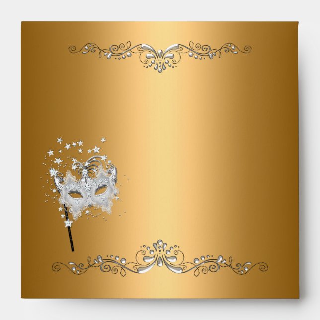 Envelope Gold Silver Mask Masquerade (Front)