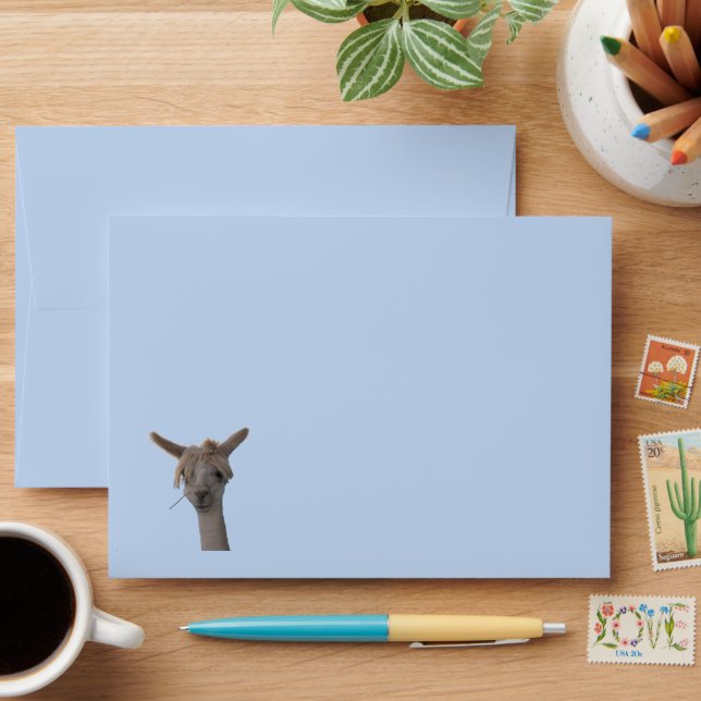 Envelope - GRT card  - Alpaca on Blue (Desk)