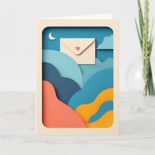 Envelope Heart Sky Card