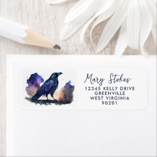 envelope RETURN ADDRESS star starry sky bird crow