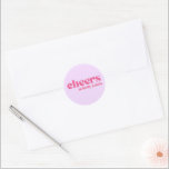 Envelope seal, 40th birthday, "cheers to forty" classic round sticker<br><div class="desc">A simple,  modern style drawing inspiration from cool retro lettering and mid-century minimalism. Pastel purple background with bright pink lettering,  "cheers to forty years".</div>