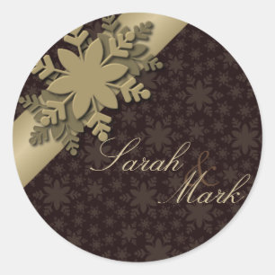 Envelope Seal Brown & Gold Snowflake Wedding