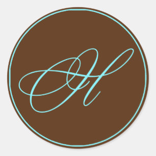 Envelope Seal Chocolate And Blue Monogram Wedding