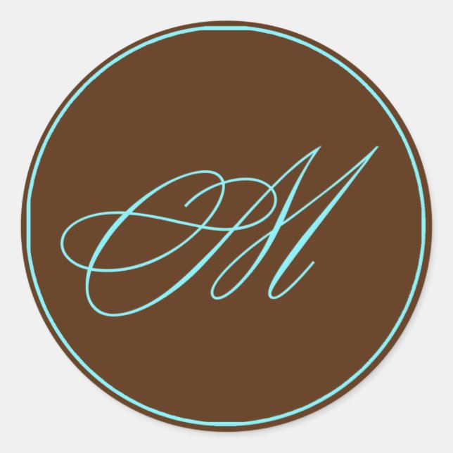 Envelope Seal Chocolate And Blue Monogram Wedding (Front)