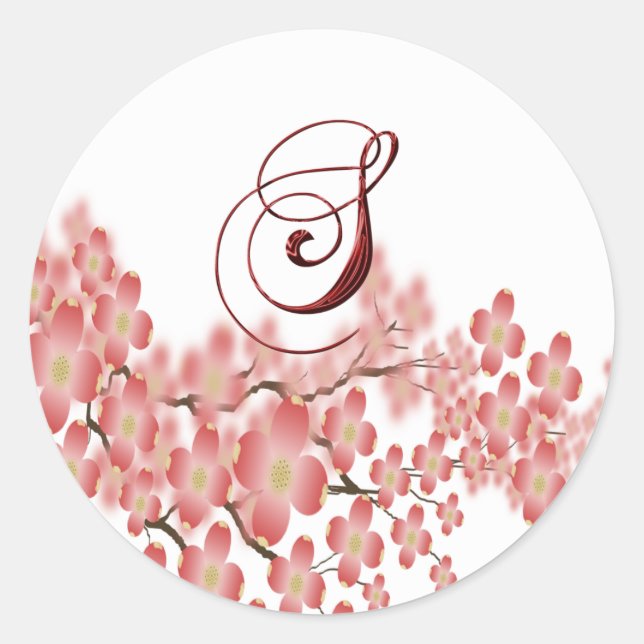 Envelope Seal Flowering Dogwood S Monogram Wedding (Front)