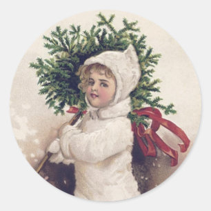 ENVELOPE SEAL  : LITTLE GIRL +  CHRISTMAS TREE