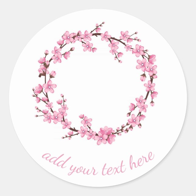 ENVELOPE SEAL STICKER : CHERRY BLOSSOM WREATH (Front)