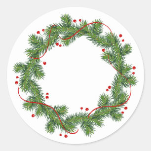 ENVELOPE SEAL STICKER : CHRISTMAS WREATH
