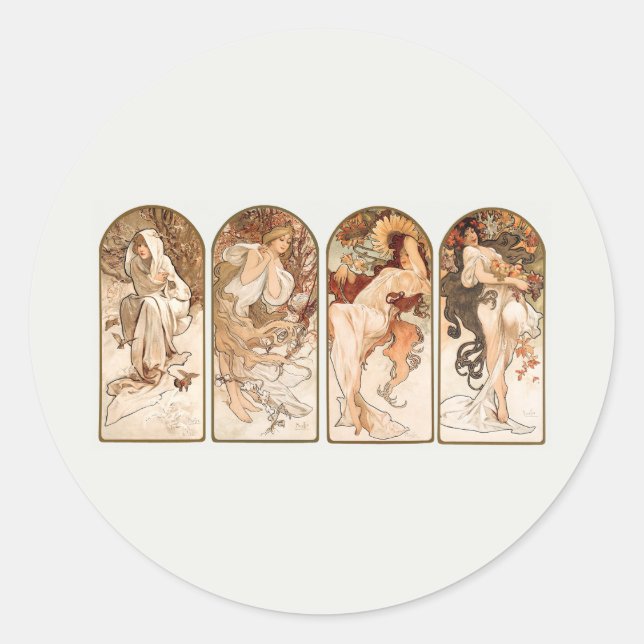 ENVELOPE SEAL STICKER : MUCHA : THE SEASONS (Front)