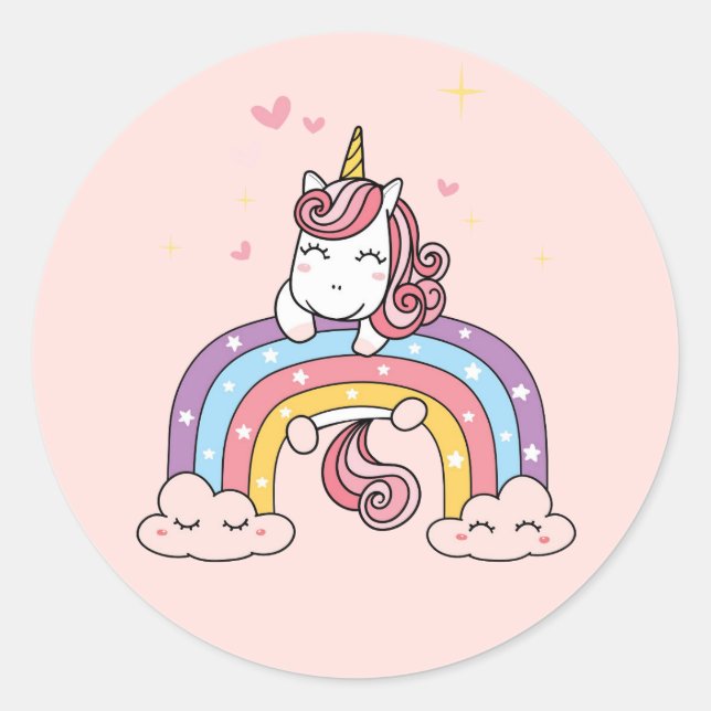 ENVELOPE SEAL STICKER : UNICORN ON A RAINBOW (Front)