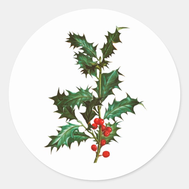 ENVELOPE SEAL STICKER : VINTAGE CHRISTMAS HOLLY (Devant)