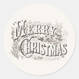 ENVELOPE SEAL STICKER : VINTAGE MERRY CHRISTMAS