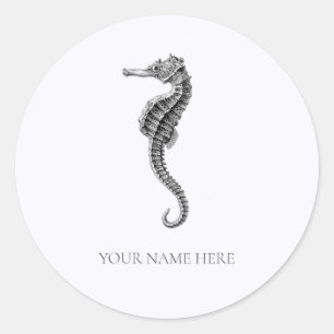 ENVELOPE SEAL STICKER : VINTAGE SEAHORSE