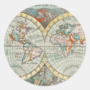 ENVELOPE SEAL STICKER : VINTAGE WORLD MAP
