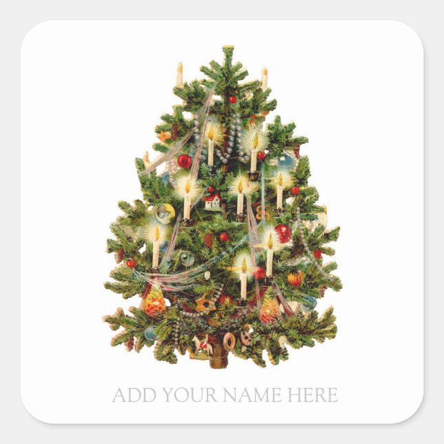 ENVELOPE SEAL STICKER WITH VINTAGE CHRISTMAS TREE (Front)