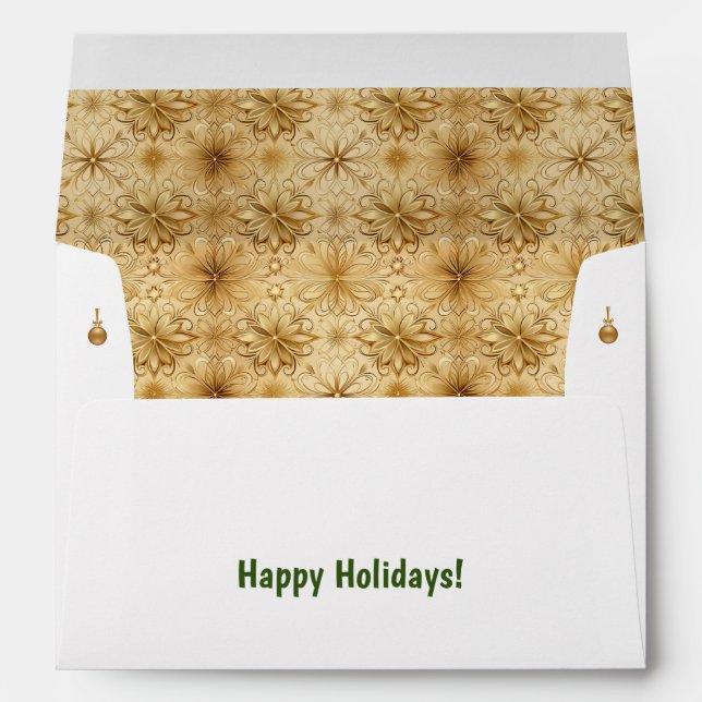 Envelope to Holiday Letter w Photo - Gold Floral (Back (Bottom))