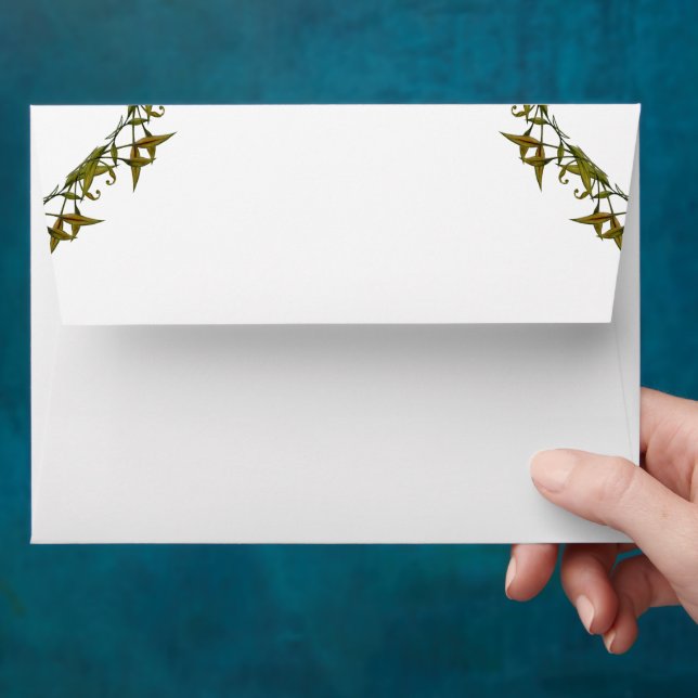 Envelope with Elegant Green Leaves (Hand)