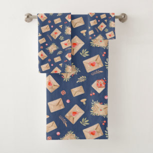 Envelopes & Hearts  Bath Towel Set