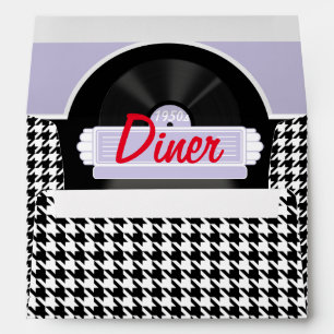 Enveloppe 1950 Diner noir & blanc à damiers rétro Envelope