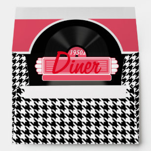 Enveloppe 1950 Diner noir & blanc à damiers rétro Envelope
