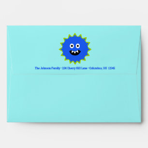 Enveloppe 1er Anniversaire Petit Garçon Blue Monster Stripes