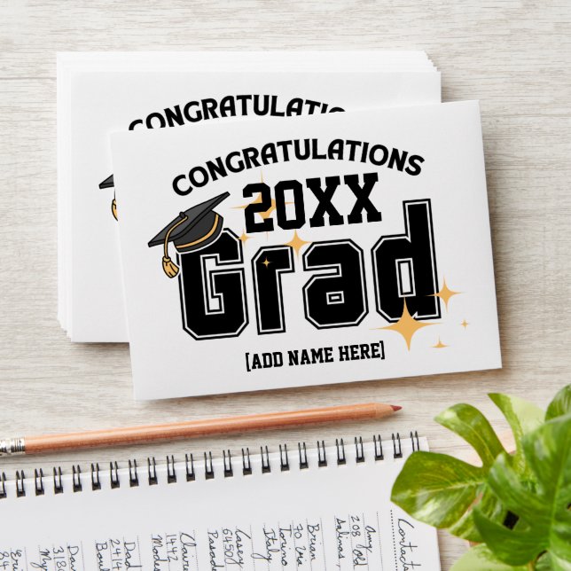 Enveloppe 2024 Graduation Argent Portefeuille Nom personnali (Stacked)