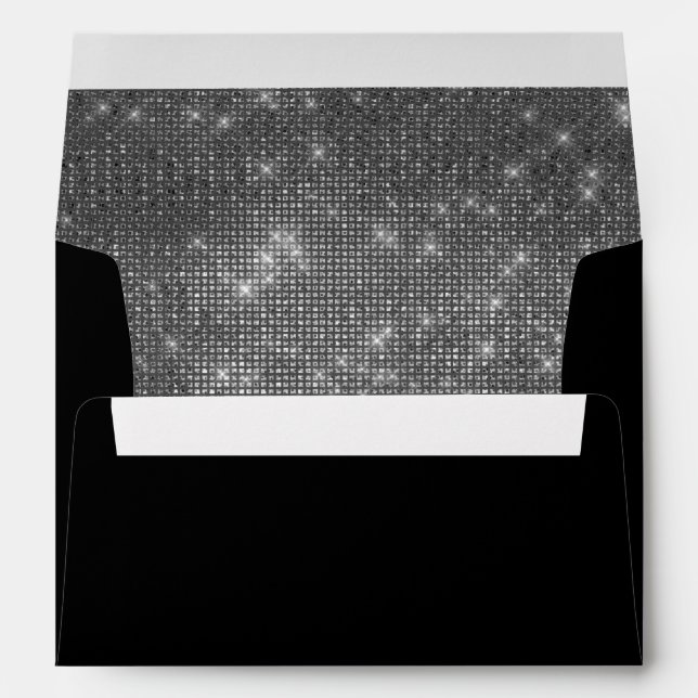 Enveloppe 25e anniversaire du Mariage Étincelle noire et arg (Dos (Bas))