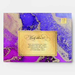 Enveloppe 2 Mariage de luxe Gold Foil Purple Ameth