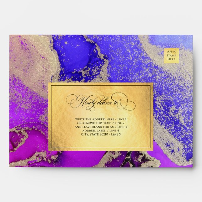 Enveloppe 2 Mariage de luxe Gold Foil Purple Ameth (Devant)